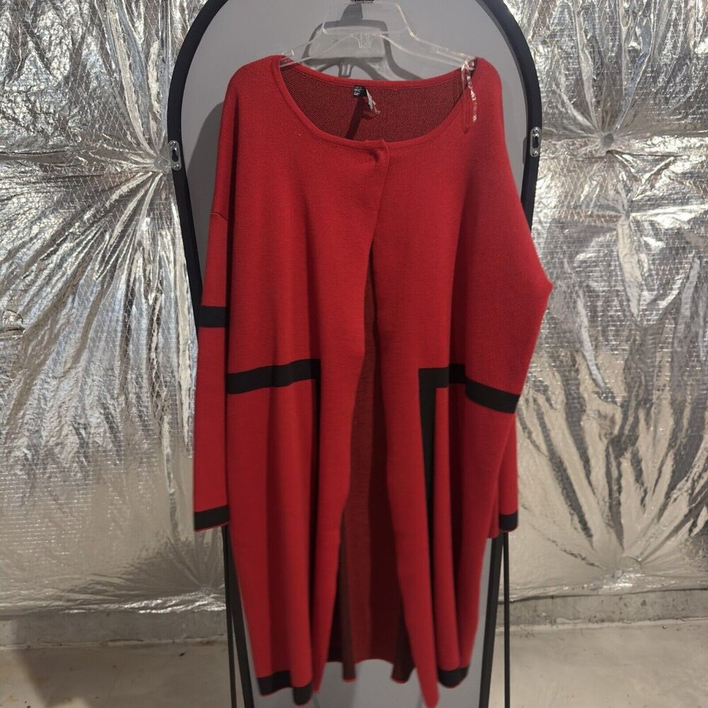 Sioni Women’s Red Long Sleeve Shawl Size L Elegant Layering Piece